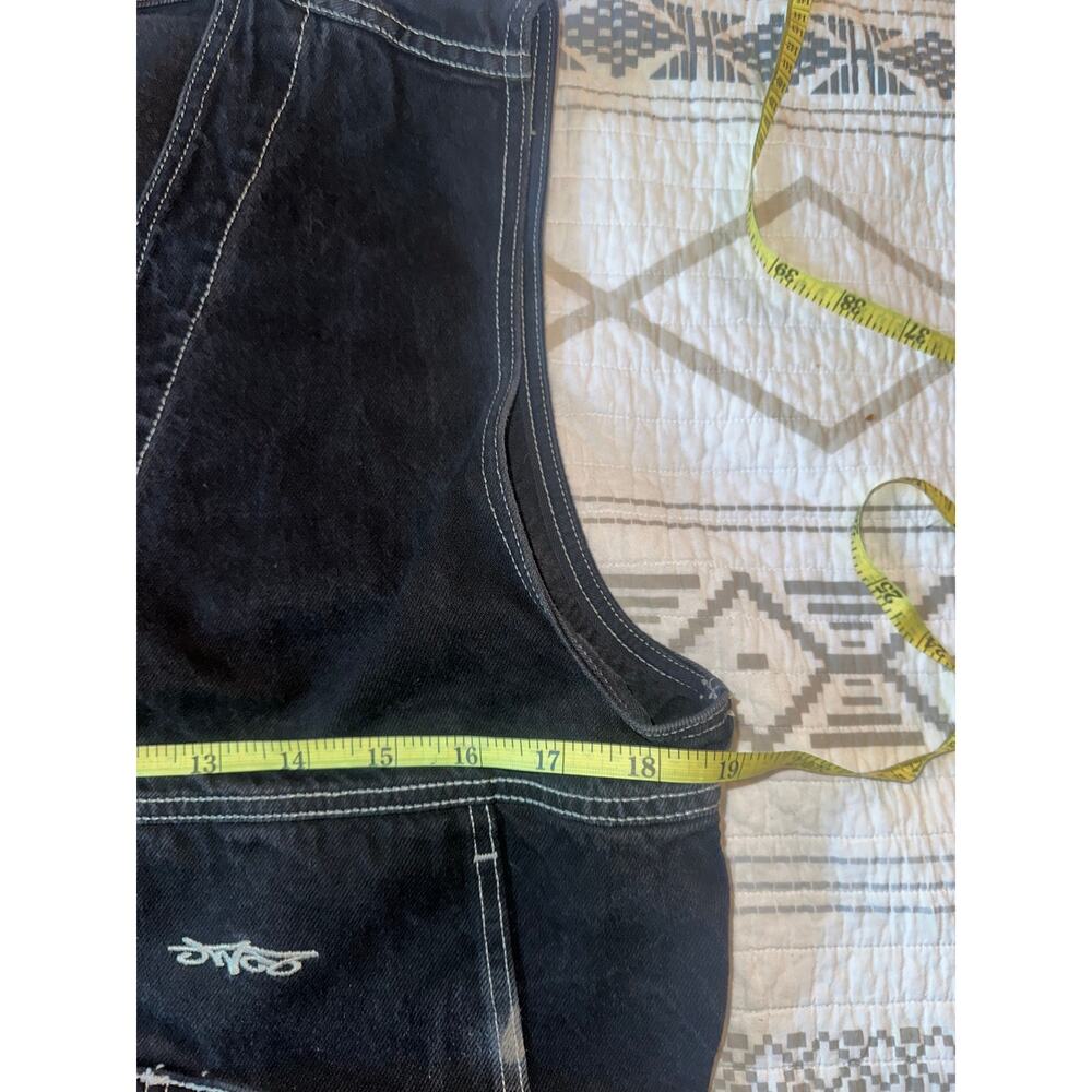 JNCO Black Denim Utility Vest M White Contrast Stitch Y2K Skate Carpenter - Picture 9 of 12